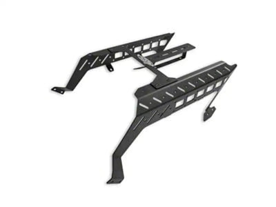 Black metal vehicle rack on Ford Raptor center console with Molle panels for added storage