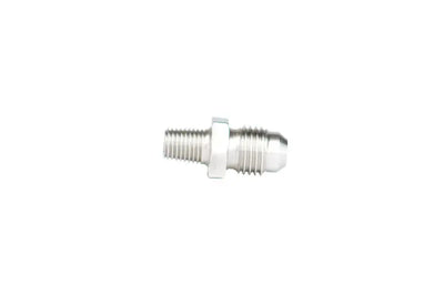 Silver metal threaded boost fitting with flare SS vacuum and 1/16in NPT threading