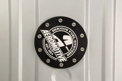 Black circular fuel system component for Aeromotive Stealth Gen 2 Fuel Tank fuel delivery