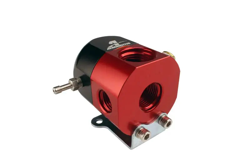 Aeromotive A1000 Carbureted Bypass Regulator with red and black finish, featuring ORB-10 inlet port and ORB-08 return port, ideal for EFI to carburetion conversions.