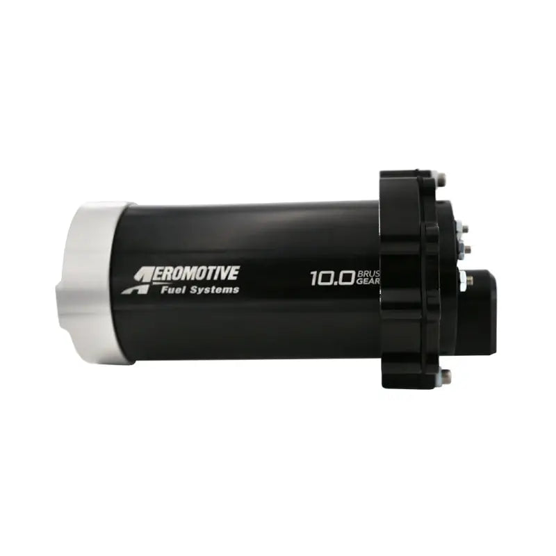 Black fuel pump with silver end shown in Aeromotive Brushless Spur Gear In-Tank pump