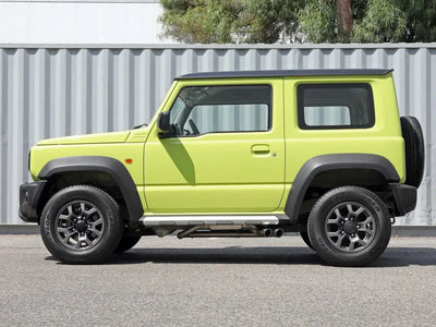 Lime green Suzuki Jimny with aFe Takeda cat-back exhaust for Suzuki Jimny fans