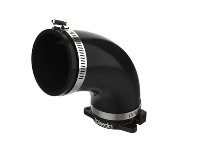 aFe Turbo Inlet for 2019-2020 Hyundai Veloster N with Takeda Intake, black anodized 6061-T6 billet aluminum, precision CNC machined, seamless integration for enhanced airflow and maximum performance, automotive exterior upgrade.