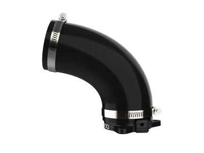 aFe 2019-2020 Hyundai Veloster N L4-2.0L (T) Takeda Turbo Inlet with Takeda Intake black anodized finish, billet aluminum, precision CNC machined, optimized airflow, automotive truck accessories, racing performance.