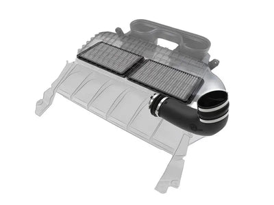 Air intake system with dual filters and flexible hose for aFe Super Stock Induction