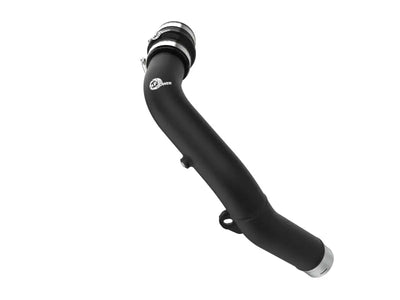 Black aFe BladeRunner hot charge pipe with hose clamps for Subaru WRX 22-23