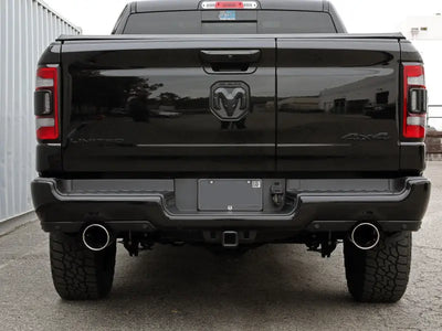 Black Ram truck rear with aFe Gemini XV 3in stainless steel cat-back exhaust system