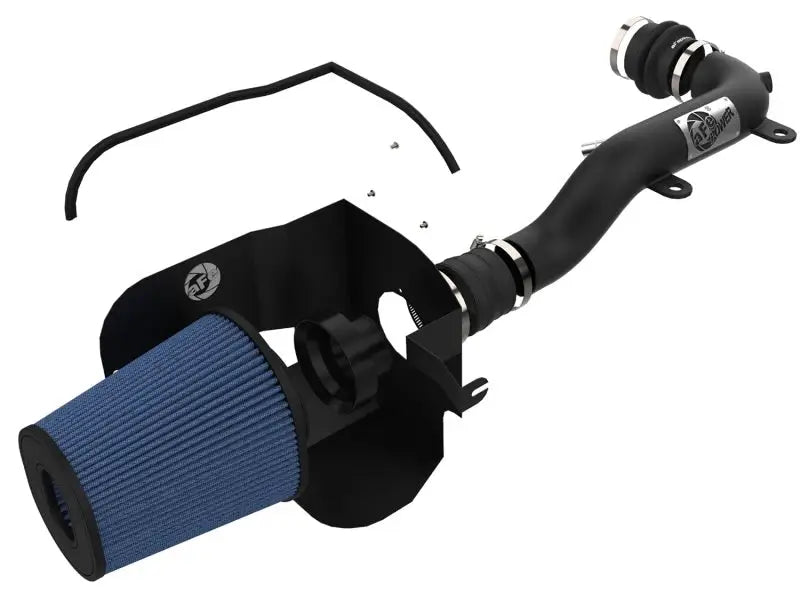 aFe Magnum FORCE Stage-2 XP Pro 5R Cold Air Intake System for 2018+ Jeep Wrangler (JL) V6 3.6L, featuring a 7.5" tall inverted conical air filter, mandrel-bent tubing, and a one-piece heat shield for optimal performance.