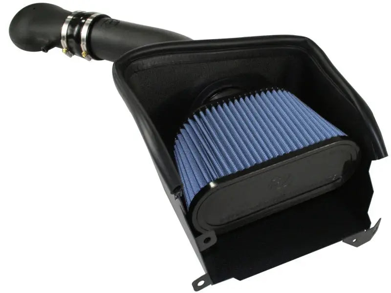 Black air intake system with blue filter for Dodge trucks using afe magnumforce P5R