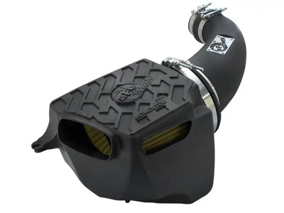 Black air intake system for Jeep Wrangler with aFe Momentum GT Pro Guard cold air intake