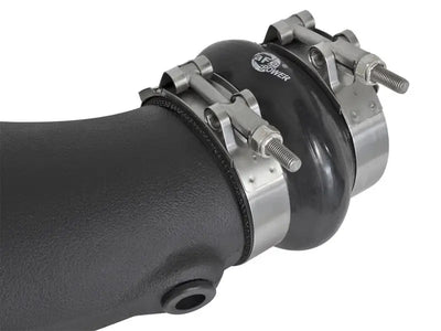 Black pipe with metal clamps part of aFe Momentum GT Stage 2 Pro 5R Intake System for Jeep