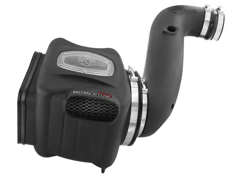 Black air intake system for GM Diesel Trucks with AFE Momentum HD Pro Dry SI