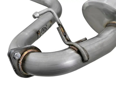 aFe POWER Takeda 2.5in 304 Stainless Steel Cat-Back Exhaust System Subaru Crosstrek 18-19 H4-2.0L close-up.