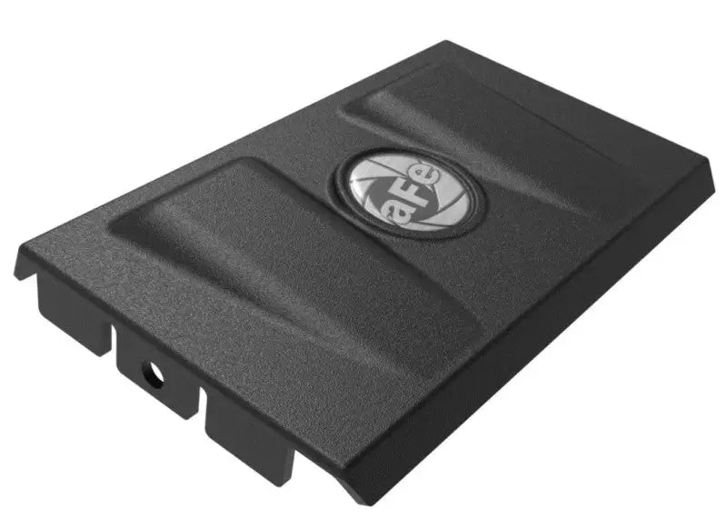 Black rectangular engine cover for Ford Edge Ecoboost with aFe Rapid Induction Intake System