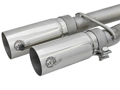 Chrome exhaust tips with mounting hardware for aFe Rebel Series 3in SS Cat-Back Exhaust Nissan Titan