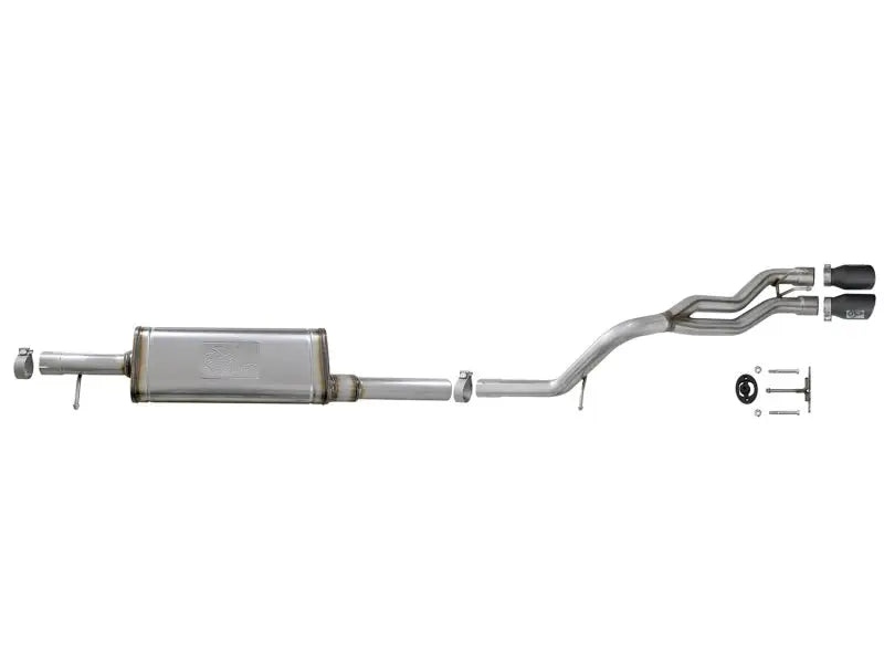 Stainless steel exhaust system from aFe Rebel Series for Jeep Wrangler 07-14 with black tips