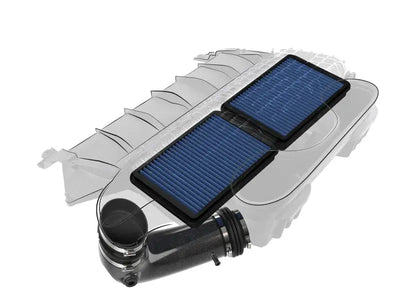 Blue air filters with black frames for aFe Super Stock Pro 5R Induction System on RAM 1500 TRX