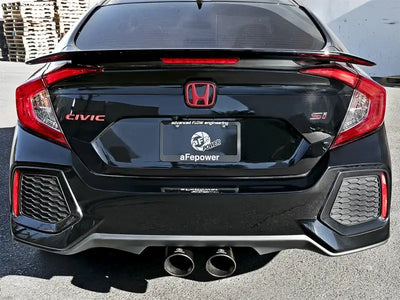 Black Honda Civic Si with afe takeda 3in cat-back exhaust and dual black tips