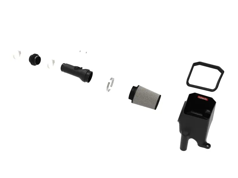 Exploded view of aFe Takeda cold air intake system for 17-20 Honda Civic Si