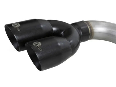 Black dual exhaust tip on aFe Vulcan Series 3in 304SS exhaust for Chevrolet Silverado