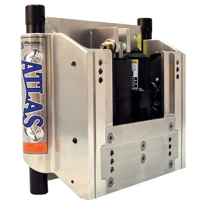 Heavy duty T-H Marine Atlas jack plate with silver winch housing
