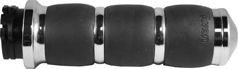 Black and chrome motorcycle grip from AIR-93-FLY Velvet Air Grips Tbw Chrome