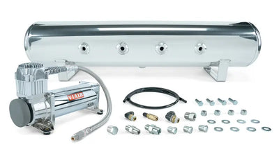 Air Lift 4 Gal. 7-Port Tank w/ Viair 444c Chrome Compressor (Incl. Fittings & Mounting Hardware) - Suspension