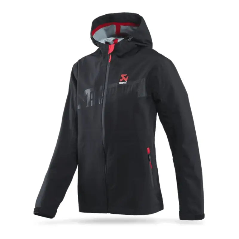 Stay dry with the Akrapovic Womens Corpo Rain Jacket Black - M, featuring a sleek design and functional style.