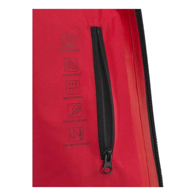Red waterproof jacket detail from Akrapovic Womens Corpo Rain Jacket Black Small