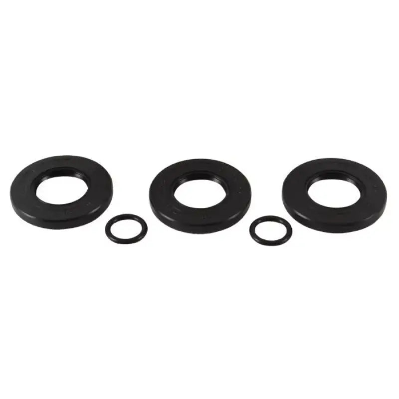 Three sets of black metal washers and o-rings.