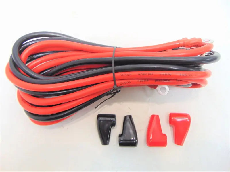 Red and black battery inverter cables with protective covers from All Balls cable wire kit
