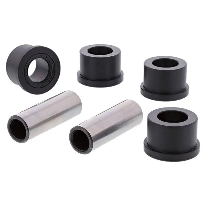 Six black and silver suspension bushings and sleeves for vehicle’s suspension off-road enthusiasts