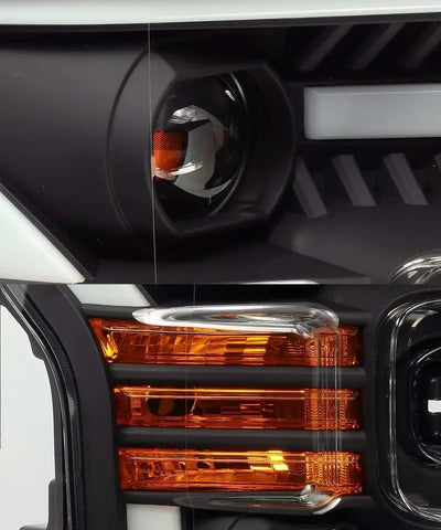 AlphaRex 15-17 Ford F-150 LUXX LED Projector Headlights Plank Style Black w/Activ Light/DRL - Truck & Automotive