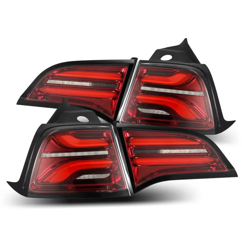 AlphaRex 17-22 Tesla Model 3 PRO-Series LED Tail Lights Red Smoke w/Seq Sig - Truck & Automotive
