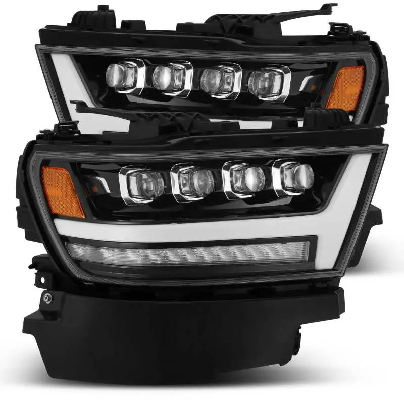 AlphaRex 19-20 Ram 1500HD NOVA LED Proj Headlights Plank Style Gloss Blk w/Activ Lght/Seq Signal/DRL - Truck &