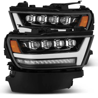 AlphaRex 19-20 Ram 1500HD NOVA LED Proj Headlights Plank Style Gloss Blk w/Activ Lght/Seq Signal/DRL - Truck &