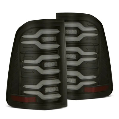 AlphaRex 19-21 Dodge Ram 1500 Luxx-Series LED Tail Lights Black w/Activ Light/Seq Signal - Truck & Automotive