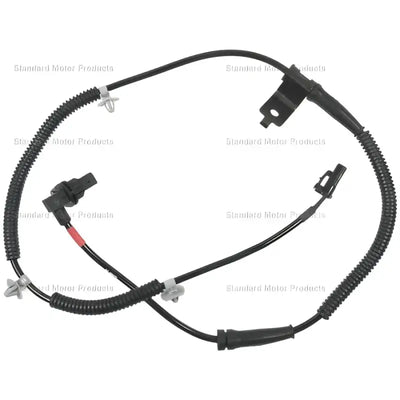 Black anti-lock brake sensor with mounting hardware.