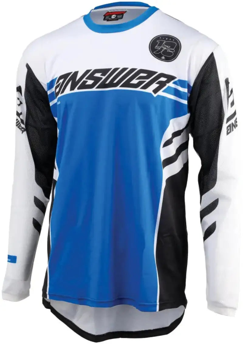 Blue and white long-sleeved Arkon Nitrus Jersey for motocross riding