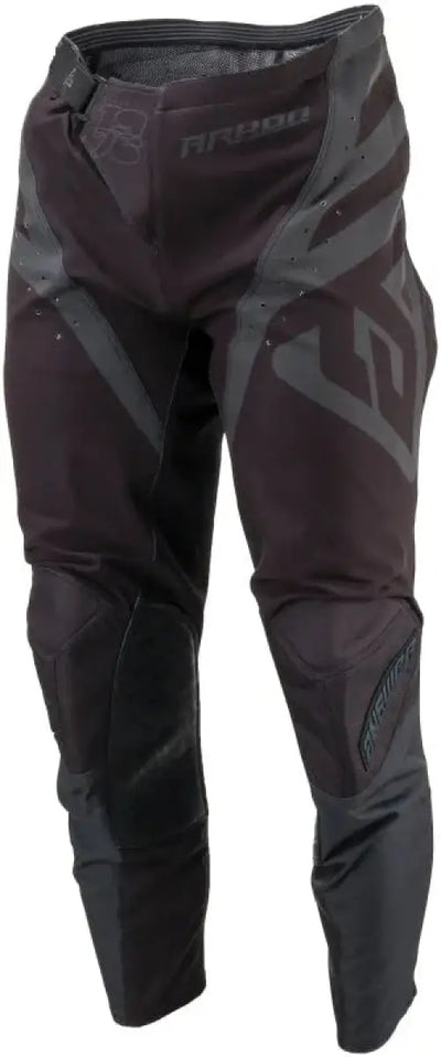 Black and grey Arkon Nitrus Pants with padded knees and flexible fit for dirt biking