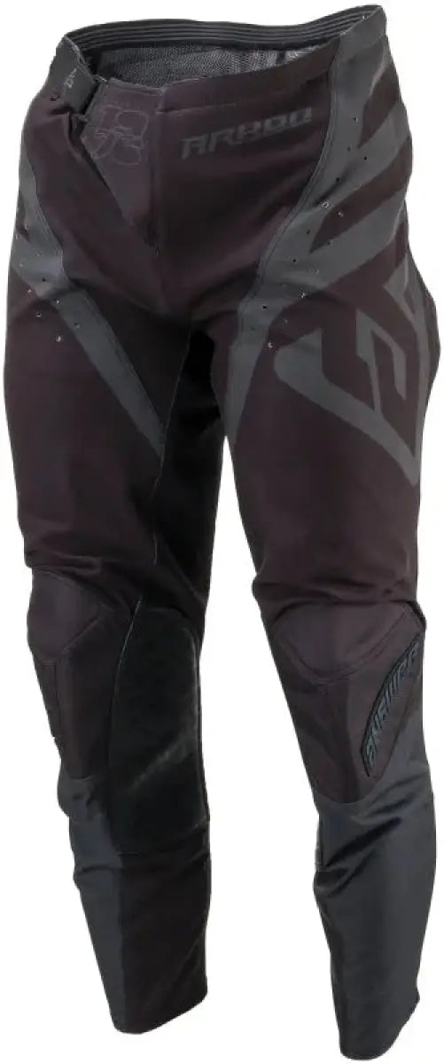 Black and grey Arkon Nitrus Pants with padded knees and flexible fit for dirt biking