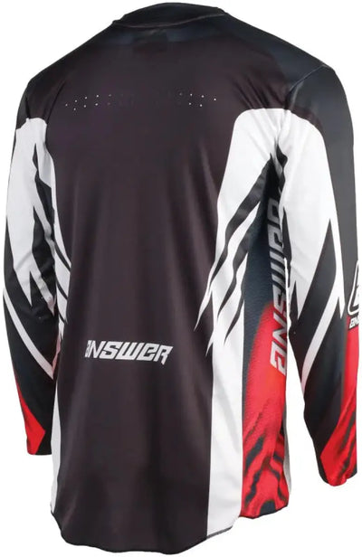 Black, white, and red long-sleeved Answer 25 Elite Xotic Jersey for youth