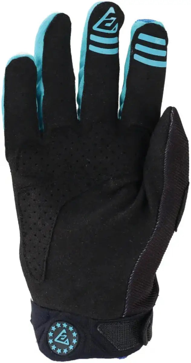 Black and turquoise Peak Flo Gloves for youth, perfect for cycling and outdoor fun