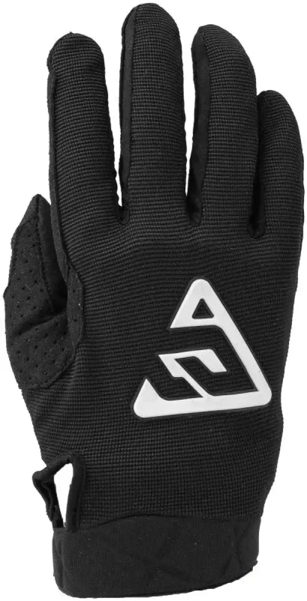 Black athletic glove with white logo from Answer 25 Peak Gloves Black/White Youth Large