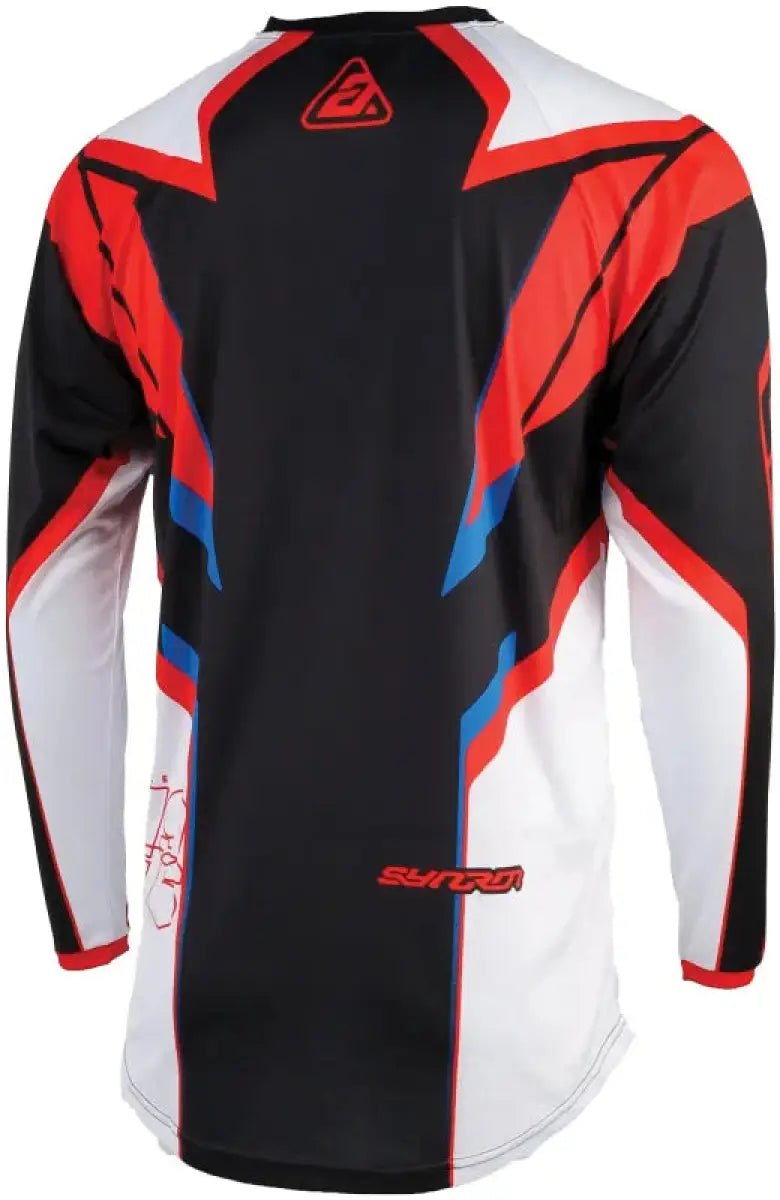 Long-sleeved Syncron Envenom Jersey for motocross riding in red, white, and blue