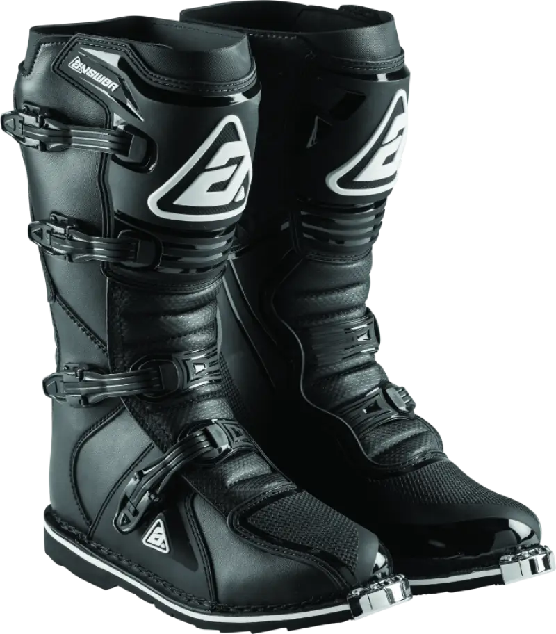 Black Answer AR1 Boot with buckles, perfect for motocross riding