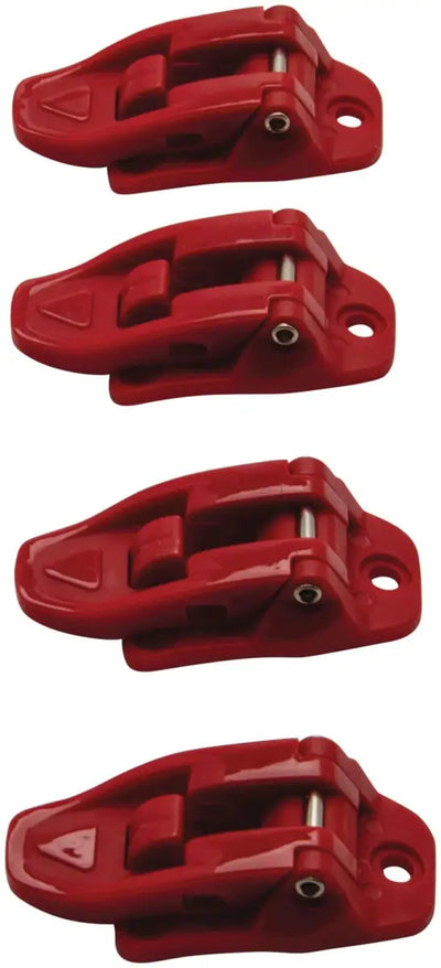 Four red toggle latches on Answer AR1 Boot Buckle Red for Youth display