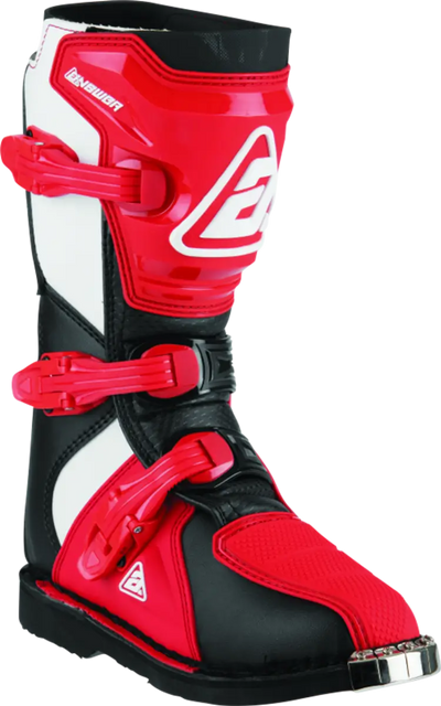 Red and black Answer AR1 Boot Buckle Youth motocross boot for riding comfort