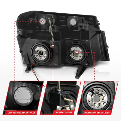 ANZO 04-12 GM Colorado/Canyon/I-Series Crystal Headlights - w/ Light Bar Black Housing 4pcs - Truck & Automotive