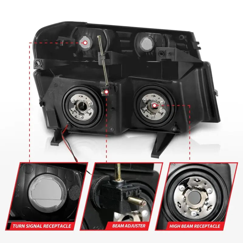 ANZO 04-12 GM Colorado/Canyon/I-Series Crystal Headlights - w/ Light Bar Black Housing 4pcs - Truck & Automotive